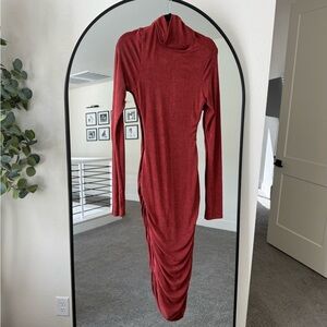 Elegant Red Long Sleeve Dress with OPEN BACK!